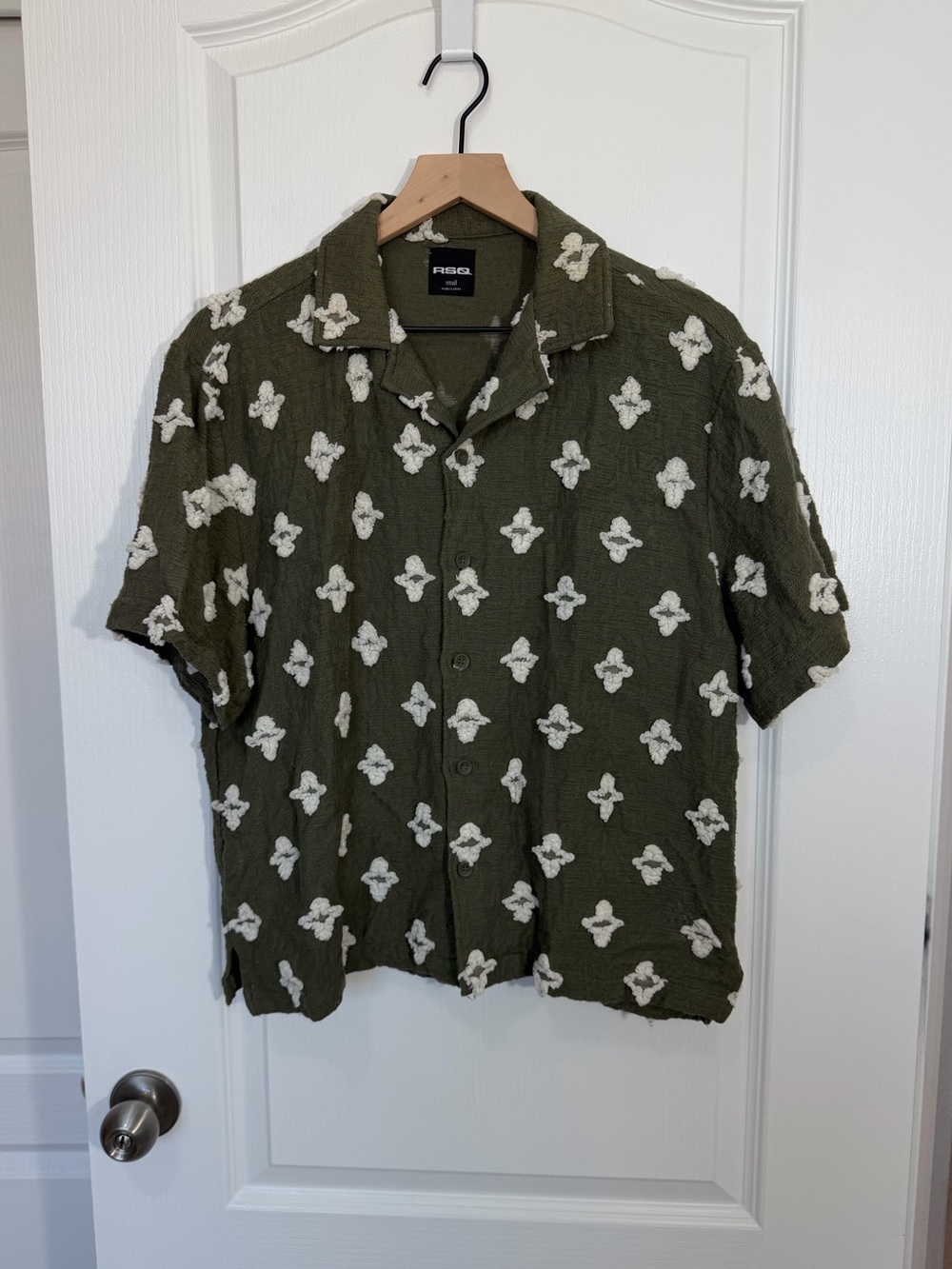 RSQ Men’s Floral Green Button Down Shirt Small